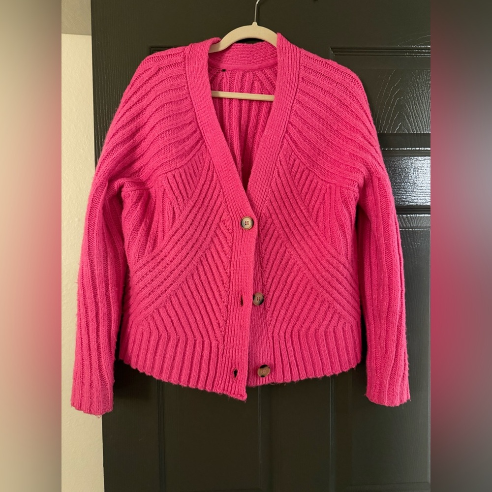 Hot Pink Wool Cardigan